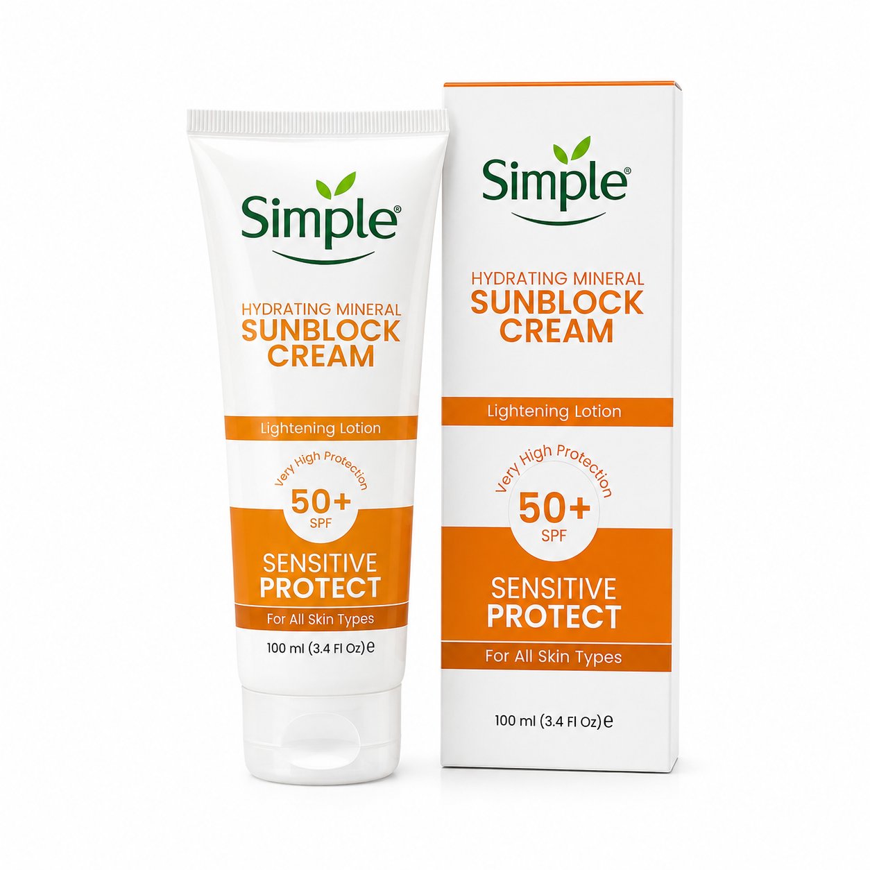 کرم ضد آفتاب تیوپی مینرال آبرسان سیمپل مدل Hydrating Mineral Sunblock Cream SPF 50