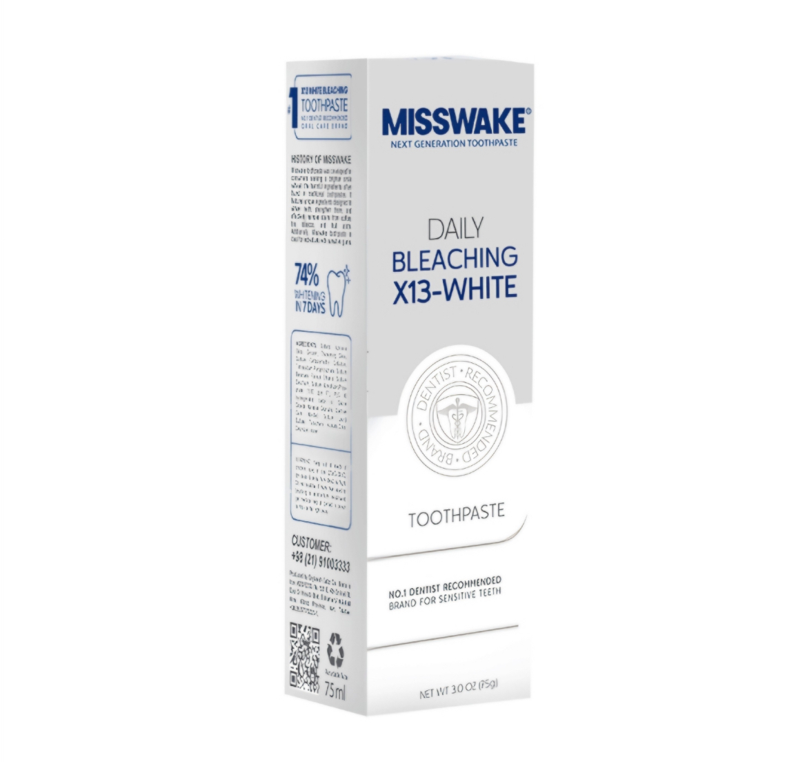 خمیر دندان سفید کننده میسویک daily bleaching حجم ۷۵ میلی لیتر