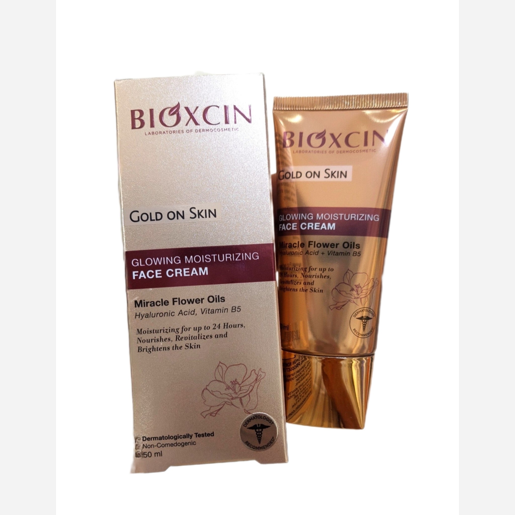 کرم مرطوب کننده و شفاف کننده بیوکسین Bioxcin Gold On Skin حجم 50 میلی لیتر