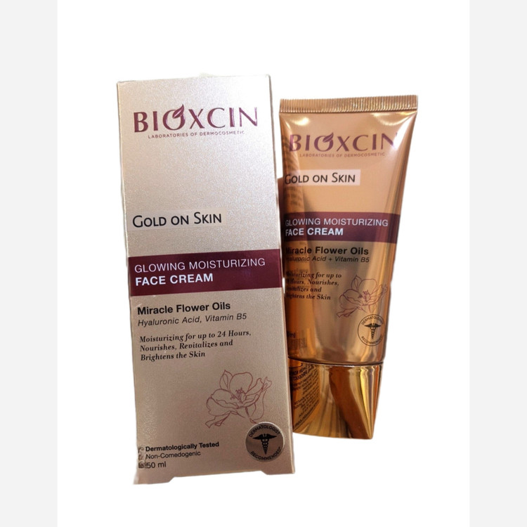 کرم مرطوب کننده و شفاف کننده بیوکسین Bioxcin Gold On Skin حجم 50 میلی لیتر